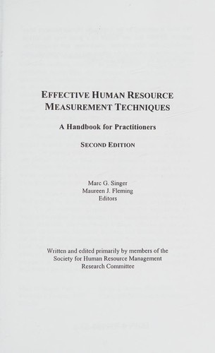 Cover for Effective Human Resource Measurement Techniques A Handbook for Practitioners Second Edition