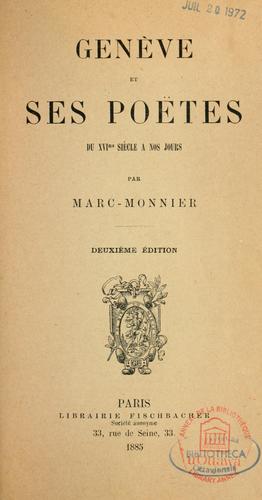 Cover for Genève et ses poètes du XVIe siècle à nos jours.