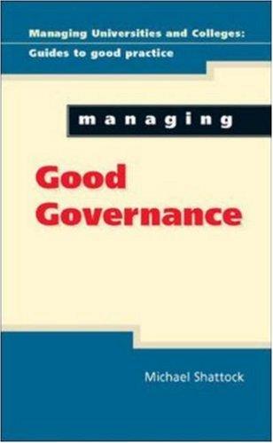 Cover for Managing Good Governance