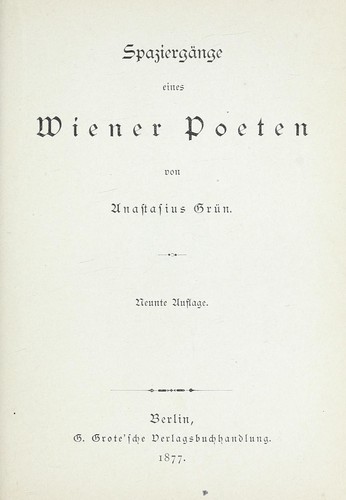 Cover for Spaziergänge eines Wiener Poeten