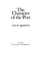 Cover for The character of the poet