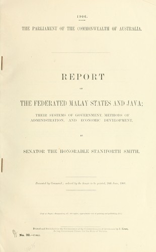 Cover for Report on the Federated Malay States and Java
