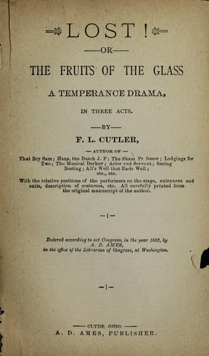 Cover for Lost; or, The fruits of the glass