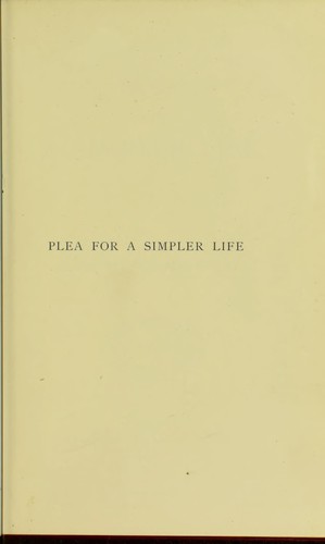Cover for Plea for a simpler life