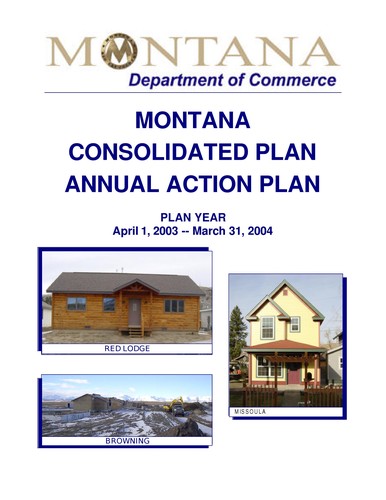 Cover for Montana consolidated plan, annual action plan