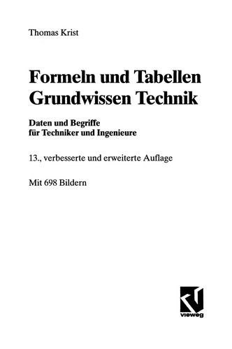 Cover for Formeln und Tabellen Grundwissen Technik