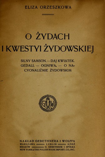 Cover for O Źydach i kwestyi źydowskiej
