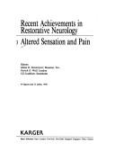 Cover for Altered Sensation and Pain (Recent Achievements in Restorative Neurology, Vol 3)