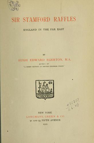 Cover for Sir Stamford Raffles