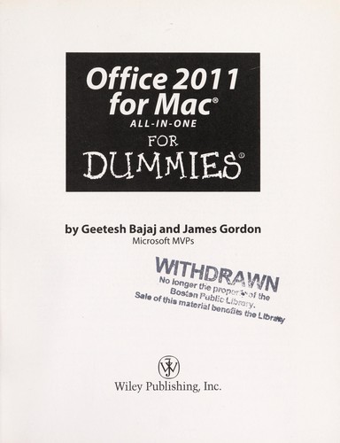 Cover for Office 2011 for Mac all-in-one for dummies