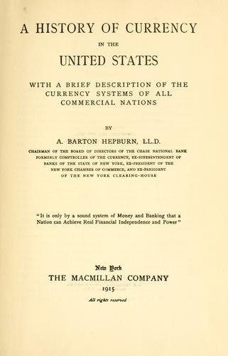 Cover for history of currency in the United States