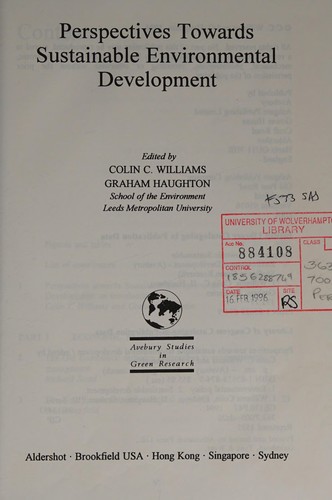 Cover for Perspectives towards sustainable environmental development