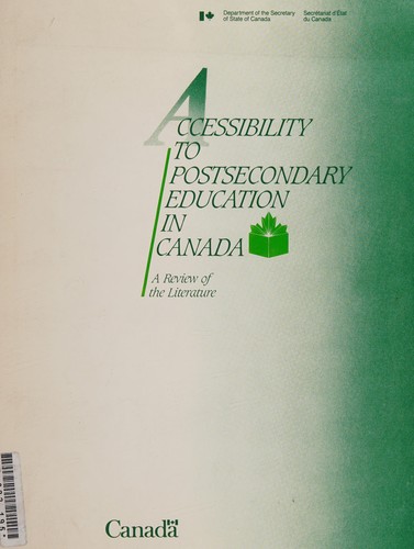 Cover for Accessibility to postsecondary education in Canada