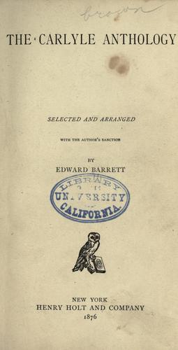 Cover for The  Carlyle anthology