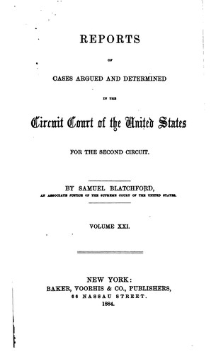 Cover for Reports of Cases Argued and Determined in the Circuit Court of the United ...