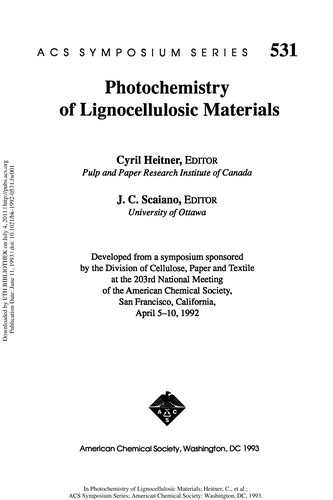 Cover for Photochemistry of lignocellulosic materials