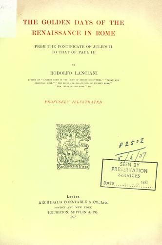 Cover for The golden days of The Renaissance in Rome