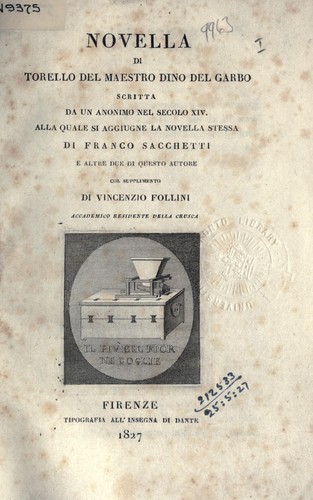 Cover for Novella di Torello del Maestro Dino del Garbo