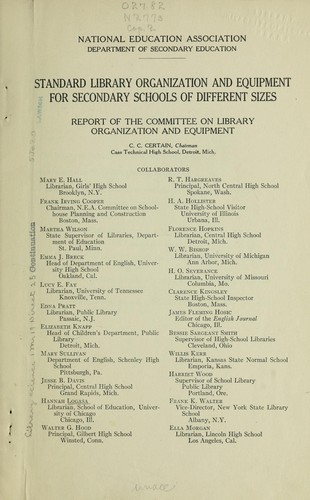 Cover for Standard library organization and equipment for secondary schools