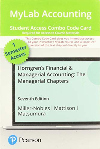 Cover for MyLab Accounting with Pearson eText -- Combo Access Card -- for Horngren's Financial & Managerial Accounting, The Managerial Chapters