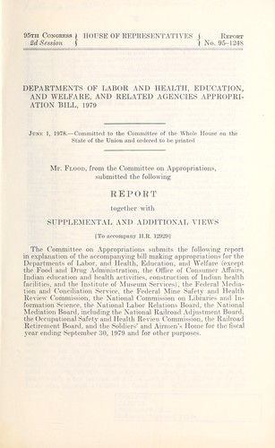 Cover for Departments of Labor and Health, Education, and Welfare, and related agencies appropriation bill, 1979