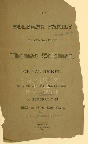 Cover for Coleman family