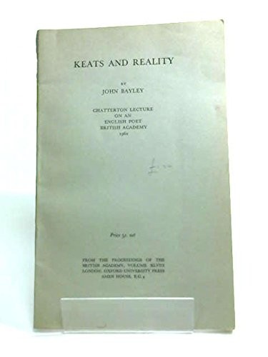 Cover for Keats and reality.