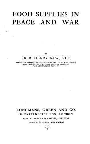 Cover for Food supplies in peace and war