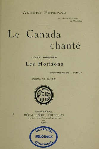 Cover for Le Canada chanté