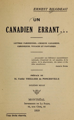 Cover for Un Canadien errant