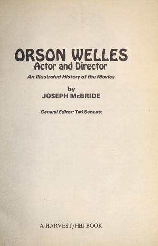 Cover for Orson Welles, actor and director