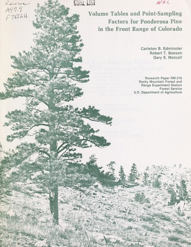 Cover for Volume tables and point-sampling factors for ponderosa pine in the Front Range of Colorado