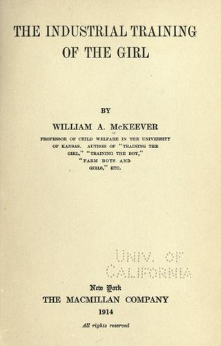 Cover for The industrial training of the girl