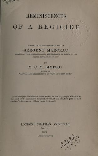 Cover for Reminiscences of a regicide