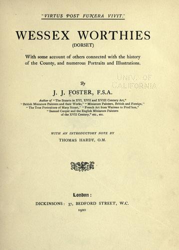 Cover for Wessex worthies (Dorset)