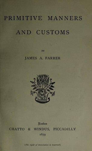 Cover for Primitive manners and customs