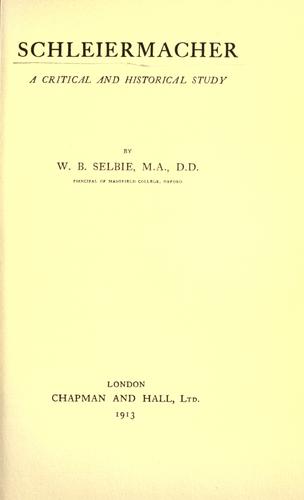 Cover for Schleiermacher
