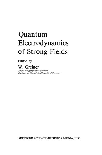 Cover for Quantum Electrodynamics of Strong Fields