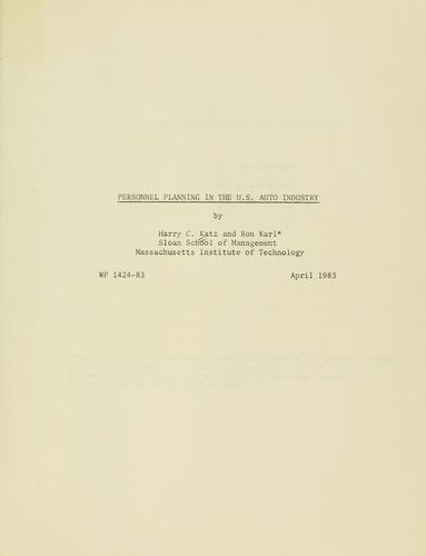 Cover for Personnel planning in the U.S. auto industry