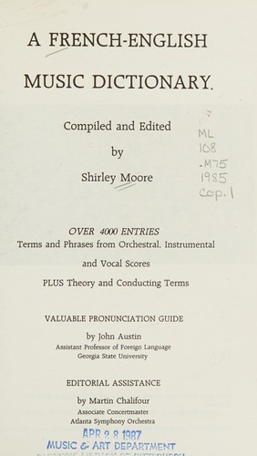 Cover for A French-English music dictionary