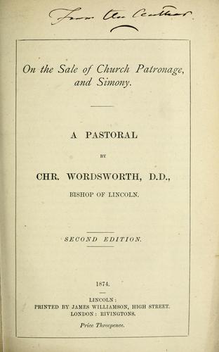 Cover for On the sale of church patronage, and simony