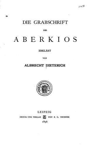 Cover for Die Grabschrift des Aberkios