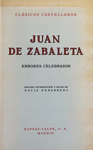 Cover for Errores celebrados