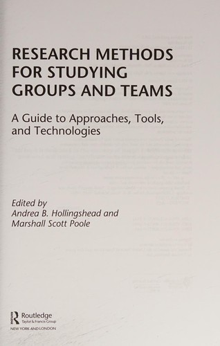 Cover for Research methods for studying groups and teams