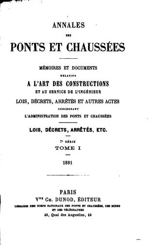 Cover for Annales des ponts et chaussées