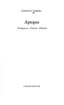 Cover for Apropos. Nachgelassenes, Kritisches, Bleibendes.