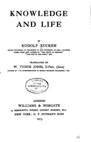 Cover for Knowledge and life