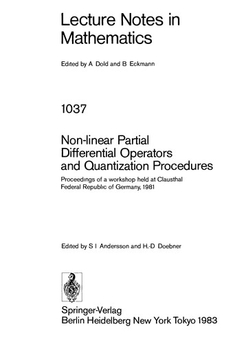 Cover for Non-linear partial differential operators and quantization procedures