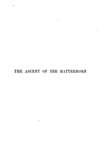 Cover for The ascent of the Matterhorn