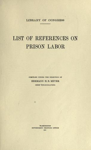 Cover for List of references on prison labor.